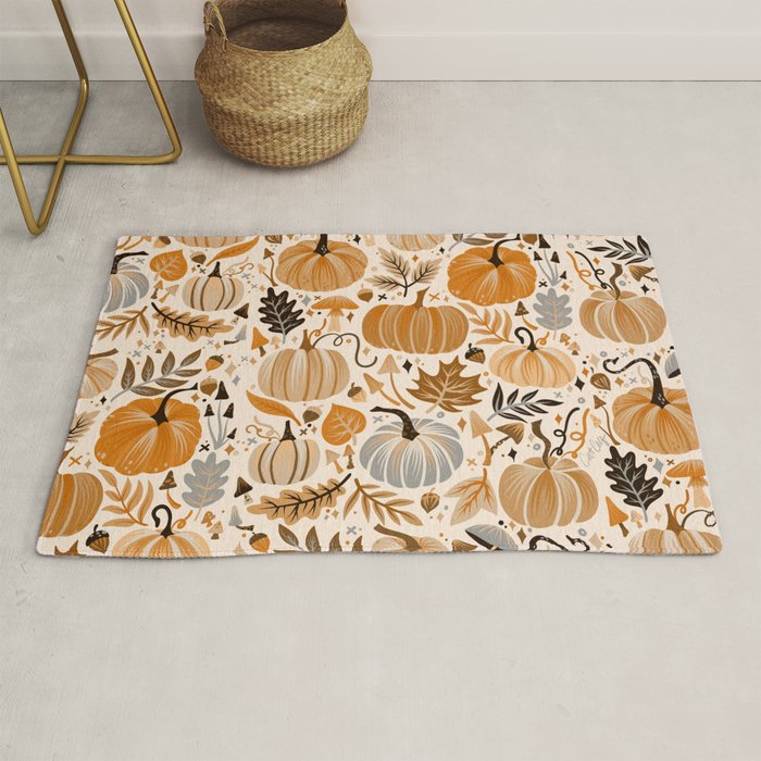 Pumpkin Confetti - Orange on Cream Rug Gallery Image 1
