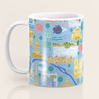 Paris France Map Illustration & Pattern in Blue Coffee Mug Gallery Image 3