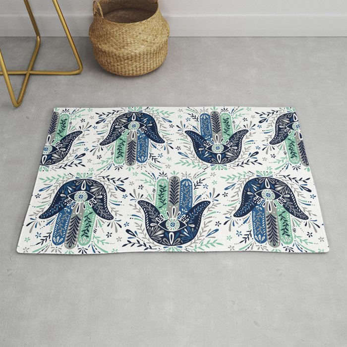 Hamsa Hand - Navy Palette Rug Gallery Image 1