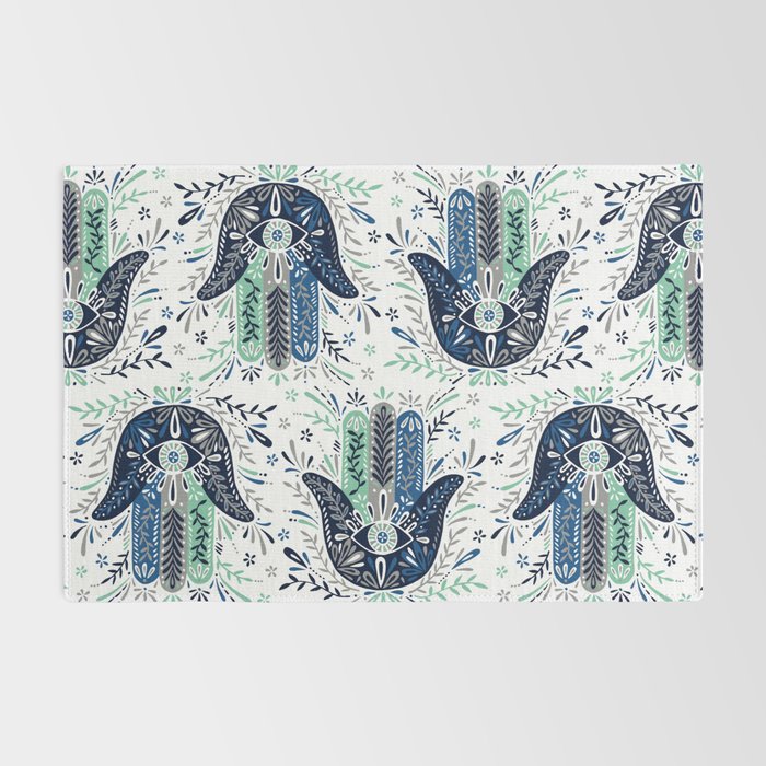 Hamsa Hand - Navy Palette Rug Gallery Image 2