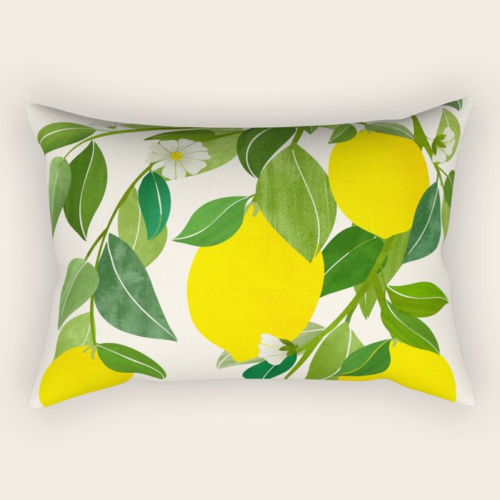 Summer Lemons / Tropical Fruit Series Rectangular Pillow Gallery Image 1