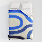 Electric Blues Fun Colorful Mid Century Modern Abstract Painting Shapes Pattern Duvet Cover Gallery Image 6