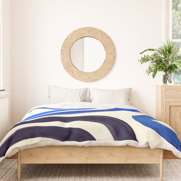 Electric Blues Fun Colorful Mid Century Modern Abstract Painting Shapes Pattern Duvet Cover Gallery Image 3