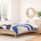 Electric Blues Fun Colorful Mid Century Modern Abstract Painting Shapes Pattern Duvet Cover Gallery Image 2