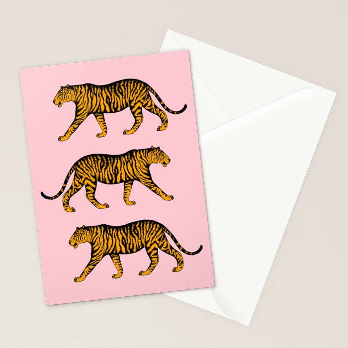 Tigers (Pink and Marigold) Stationery Card Gallery Image 2