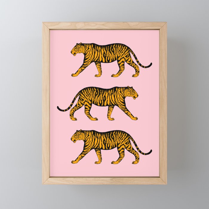 Tigers (Pink and Marigold) Mini Art Print Gallery Image 1