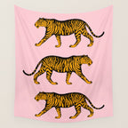 Tigers (Pink and Marigold) Wall Tapestry Gallery Image 4