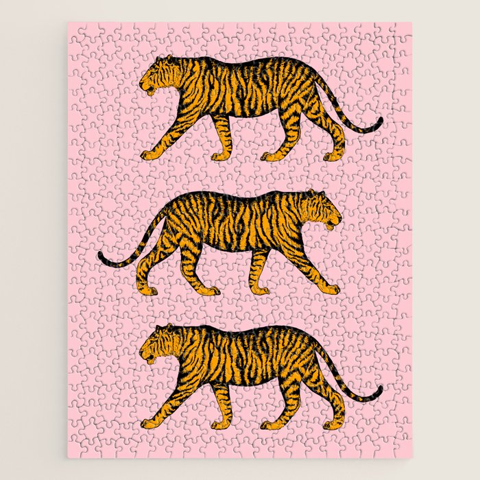 Tigers (Pink and Marigold) Jigsaw Puzzle Gallery Image 1