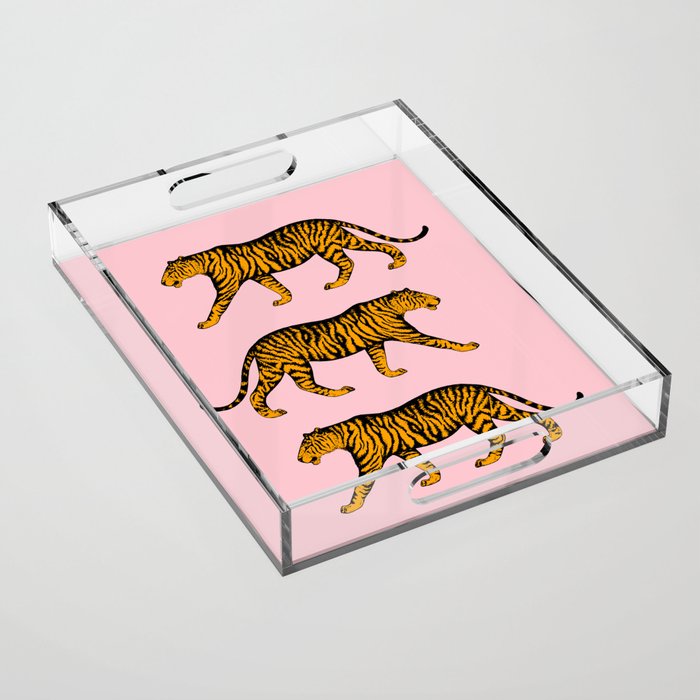 Tigers (Pink and Marigold) Acrylic Tray Gallery Image 1