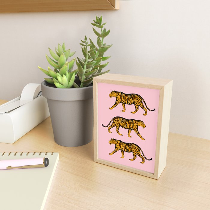 Tigers (Pink and Marigold) Mini Art Print Gallery Image 2