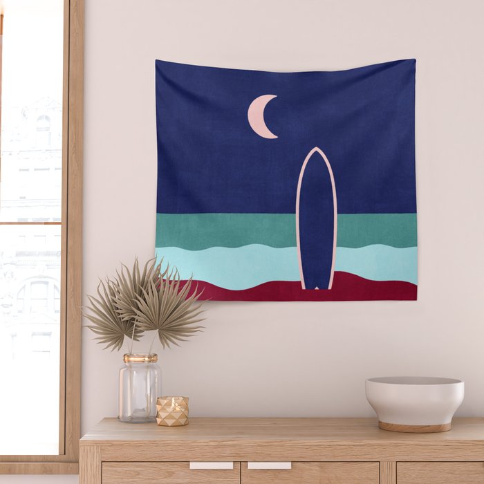 LANDSHAPES - Beach - night Wall Tapestry Gallery Image 2