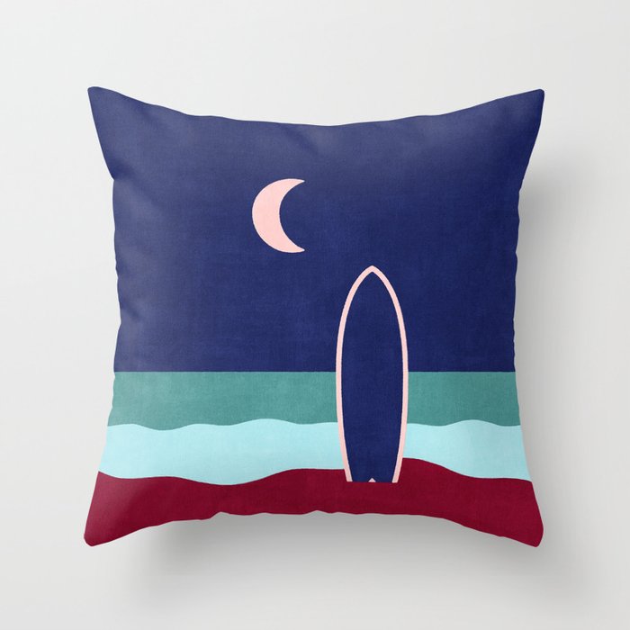 LANDSHAPES - Beach - night Throw Pillow Gallery Image 6