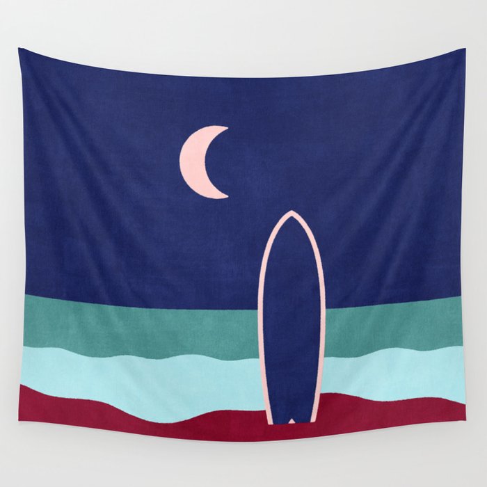 LANDSHAPES - Beach - night Wall Tapestry Gallery Image 1