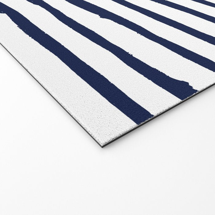 Navy Blue Stripes on White Welcome Mat Gallery Image 2