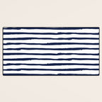 Navy Blue Stripes on White Desk Mat Gallery Image 3