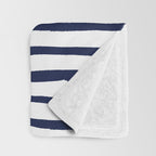 Navy Blue Stripes on White Throw Blanket Gallery Image 3