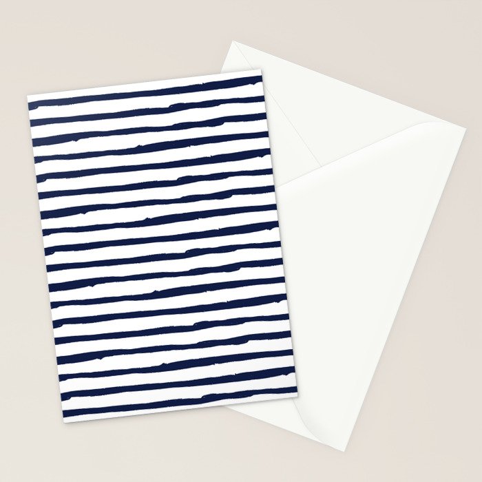 Navy Blue Stripes on White Stationery Card Gallery Image 2