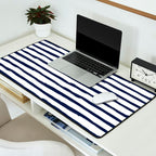 Navy Blue Stripes on White Desk Mat Gallery Image 2