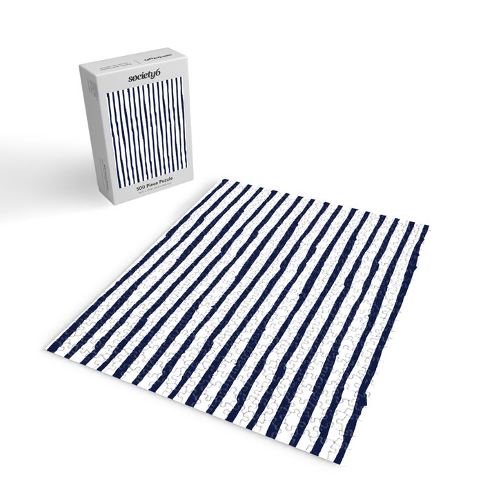 Navy Blue Stripes on White Jigsaw Puzzle Gallery Image 2