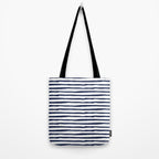 Navy Blue Stripes on White Tote Bag Gallery Image 2