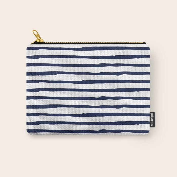 Navy Blue Stripes on White Carry All Pouch Gallery Image 1