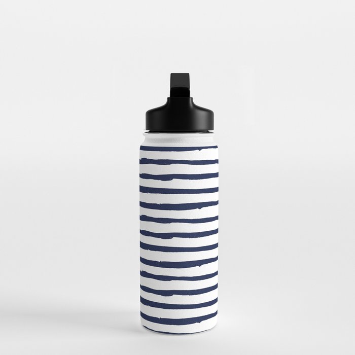 Navy Blue Stripes on White Water Bottle Gallery Image 3
