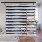 Navy Blue Stripes on White Wall Mural Gallery Image 1