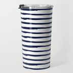 Navy Blue Stripes on White Travel Mug Gallery Image 3