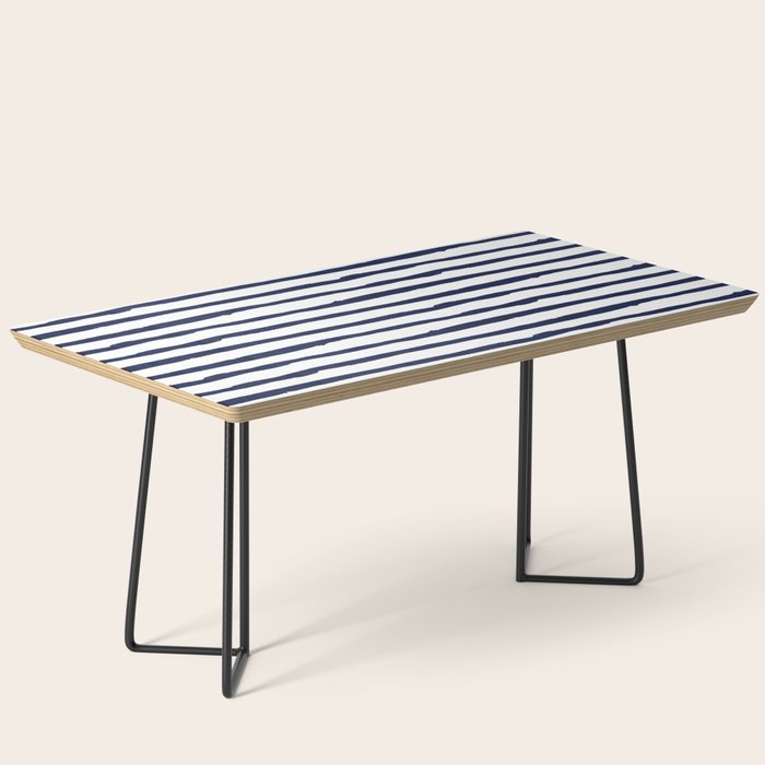 Navy Blue Stripes on White Coffee Table Gallery Image 1