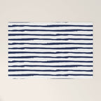 Navy Blue Stripes on White Welcome Mat Gallery Image 1