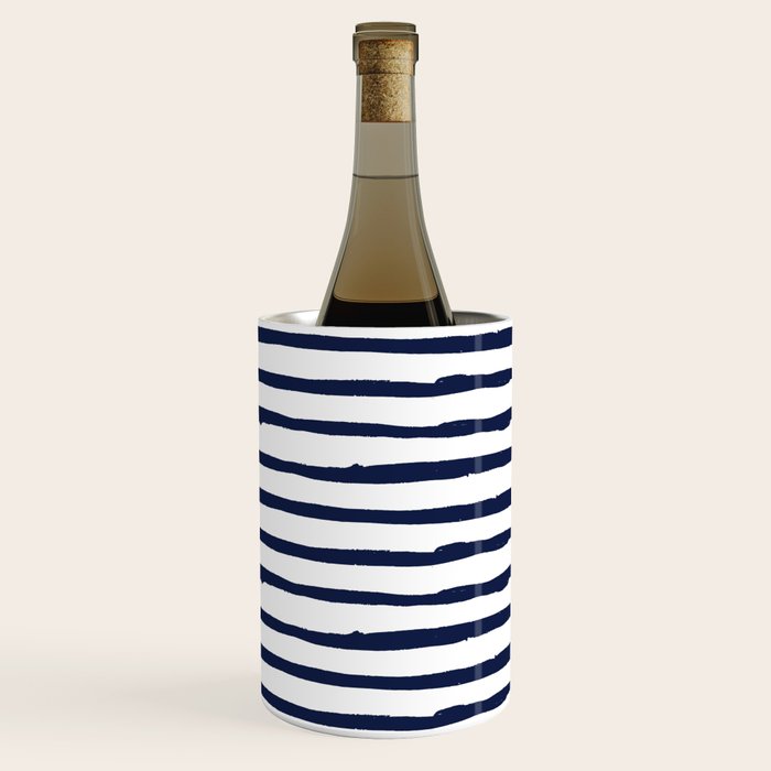 Navy Blue Stripes on White Wine Chiller Gallery Image 1