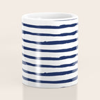 Navy Blue Stripes on White Coffee Mug Gallery Image 4