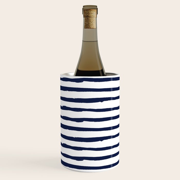 Navy Blue Stripes on White Wine Chiller Gallery Image 2