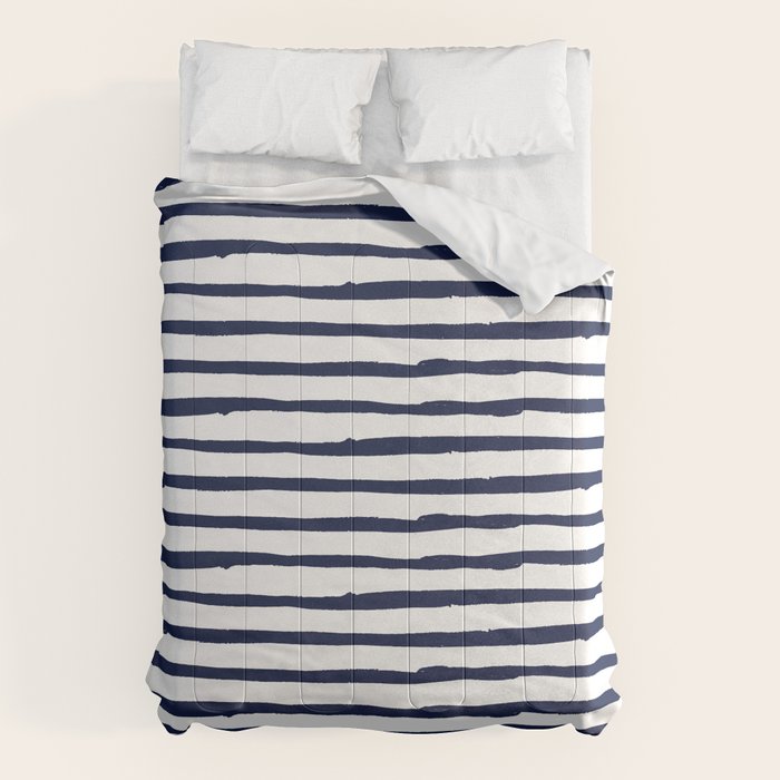 Navy Blue Stripes on White Comforter Gallery Image 6