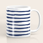 Navy Blue Stripes on White Coffee Mug Gallery Image 1