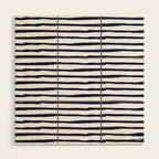 Navy Blue Stripes on White Wood Wall Art Gallery Image 1