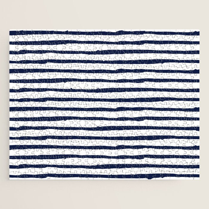 Navy Blue Stripes on White Jigsaw Puzzle Gallery Image 1