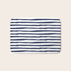 Navy Blue Stripes on White Bath Mat Gallery Image 1