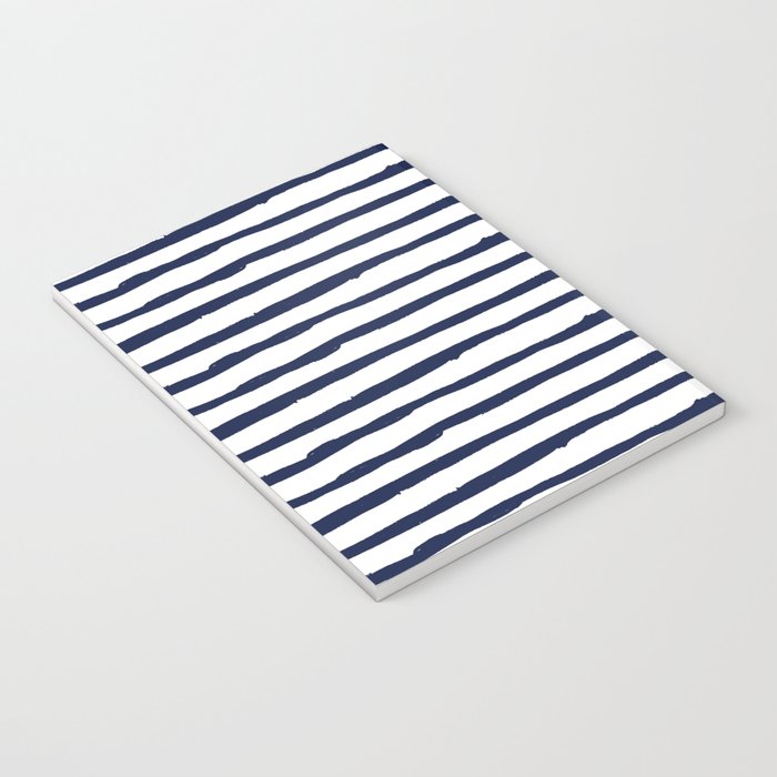 Navy Blue Stripes on White Notebook Gallery Image 3