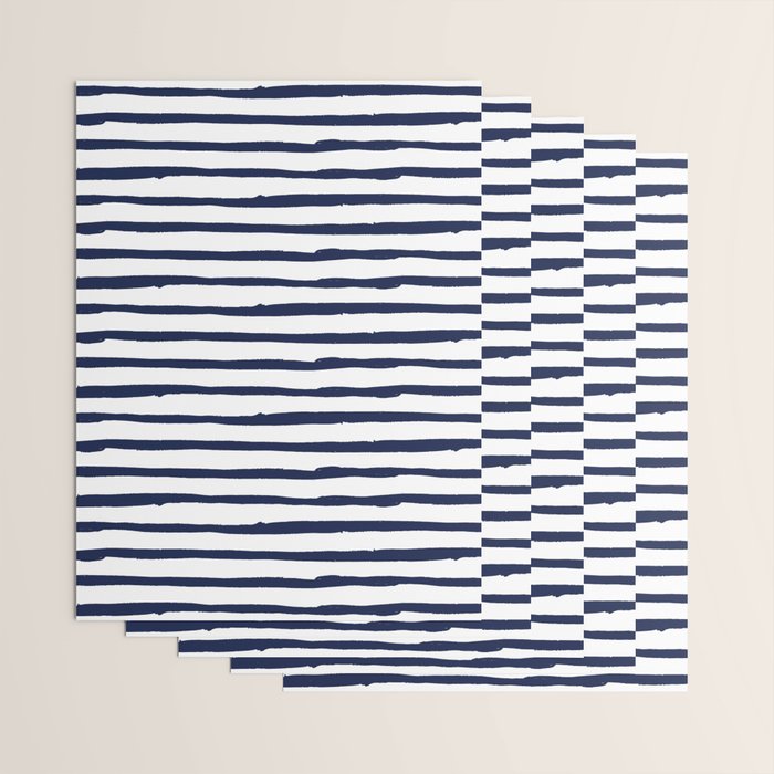 Navy Blue Stripes on White Wrapping Paper Gallery Image 3