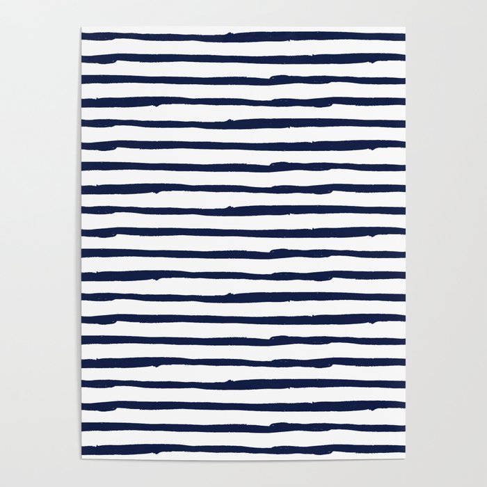 Navy Blue Stripes on White Poster Gallery Image 1