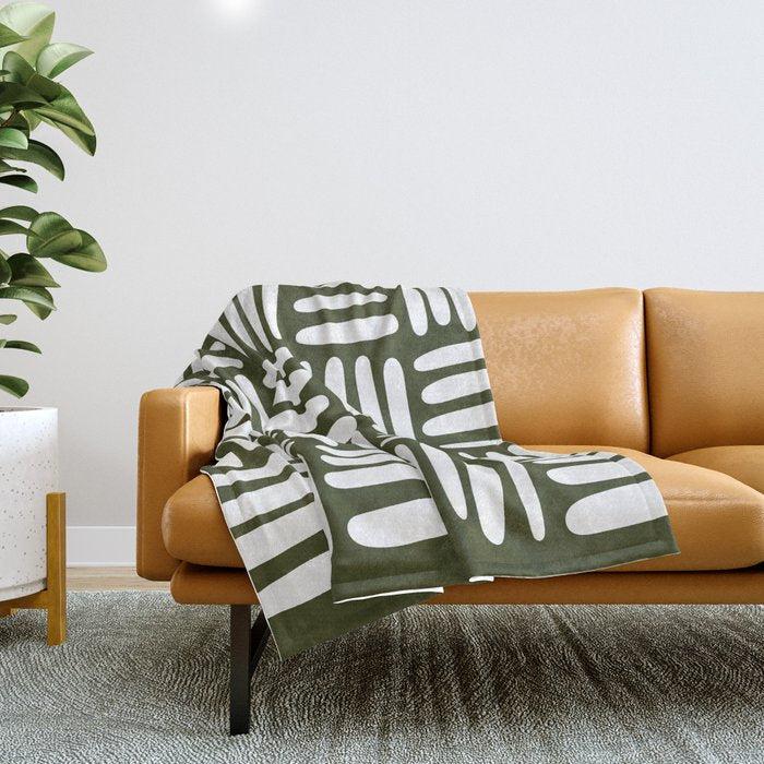 Boho (Olive Green) Throw Blanket Gallery Image 1