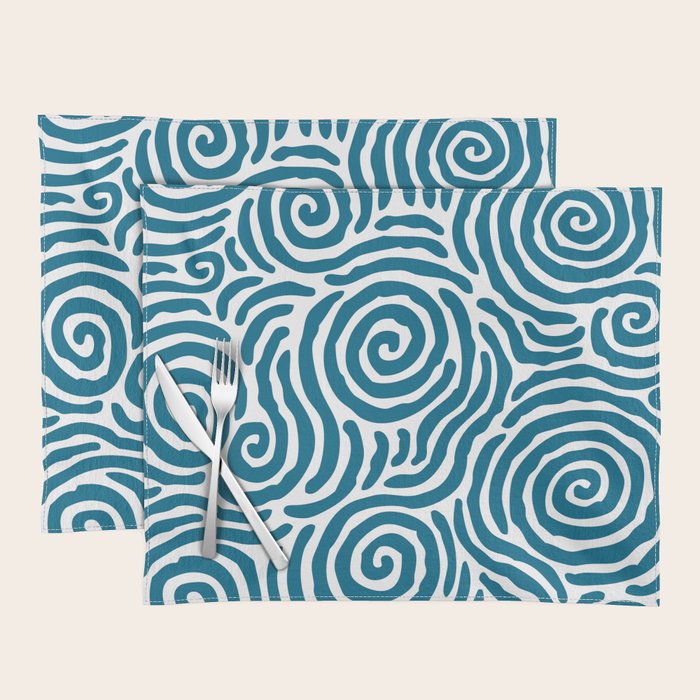 Ripple Effect Pattern Peacock Blue Placemat Gallery Image 1