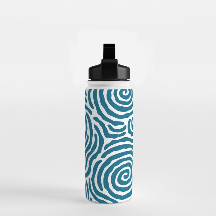 Ripple Effect Pattern Peacock Blue Water Bottle Gallery Image 2