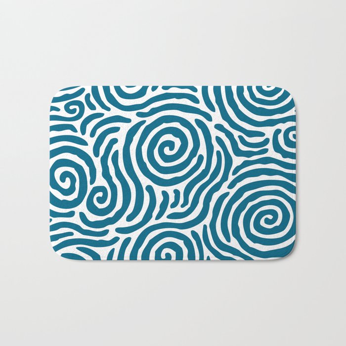 Ripple Effect Pattern Peacock Blue Bath Mat Gallery Image 1