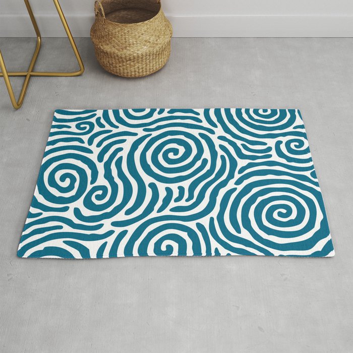 Ripple Effect Pattern Peacock Blue Rug Gallery Image 1