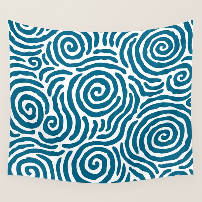 Ripple Effect Pattern Peacock Blue Wall Tapestry Gallery Image 1