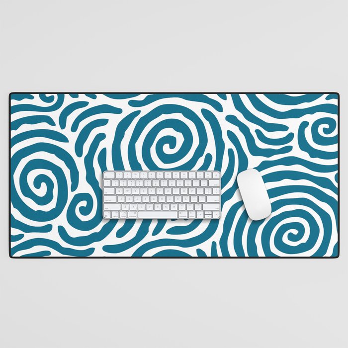 Ripple Effect Pattern Peacock Blue Desk Mat Gallery Image 1