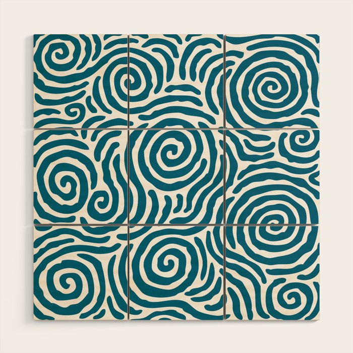 Ripple Effect Pattern Peacock Blue Wood Wall Art Gallery Image 1