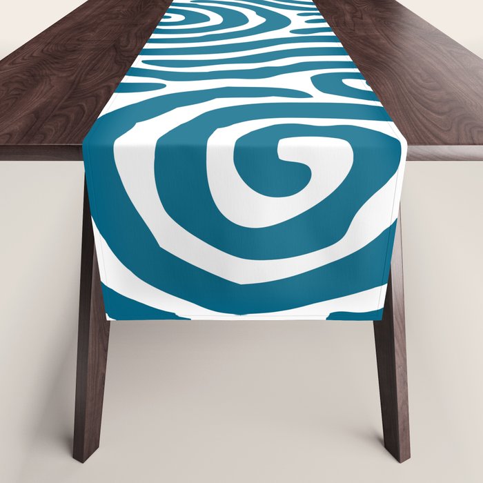 Ripple Effect Pattern Peacock Blue Table Runner Gallery Image 1